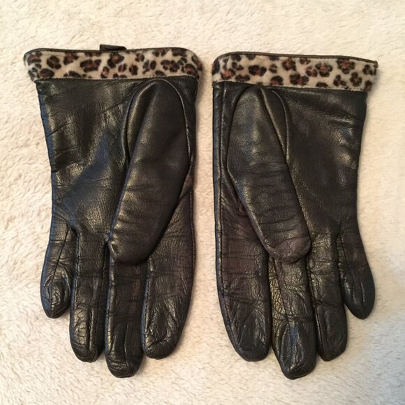 Black Leather gloves  sz 7.5 - Picture 2 of 8